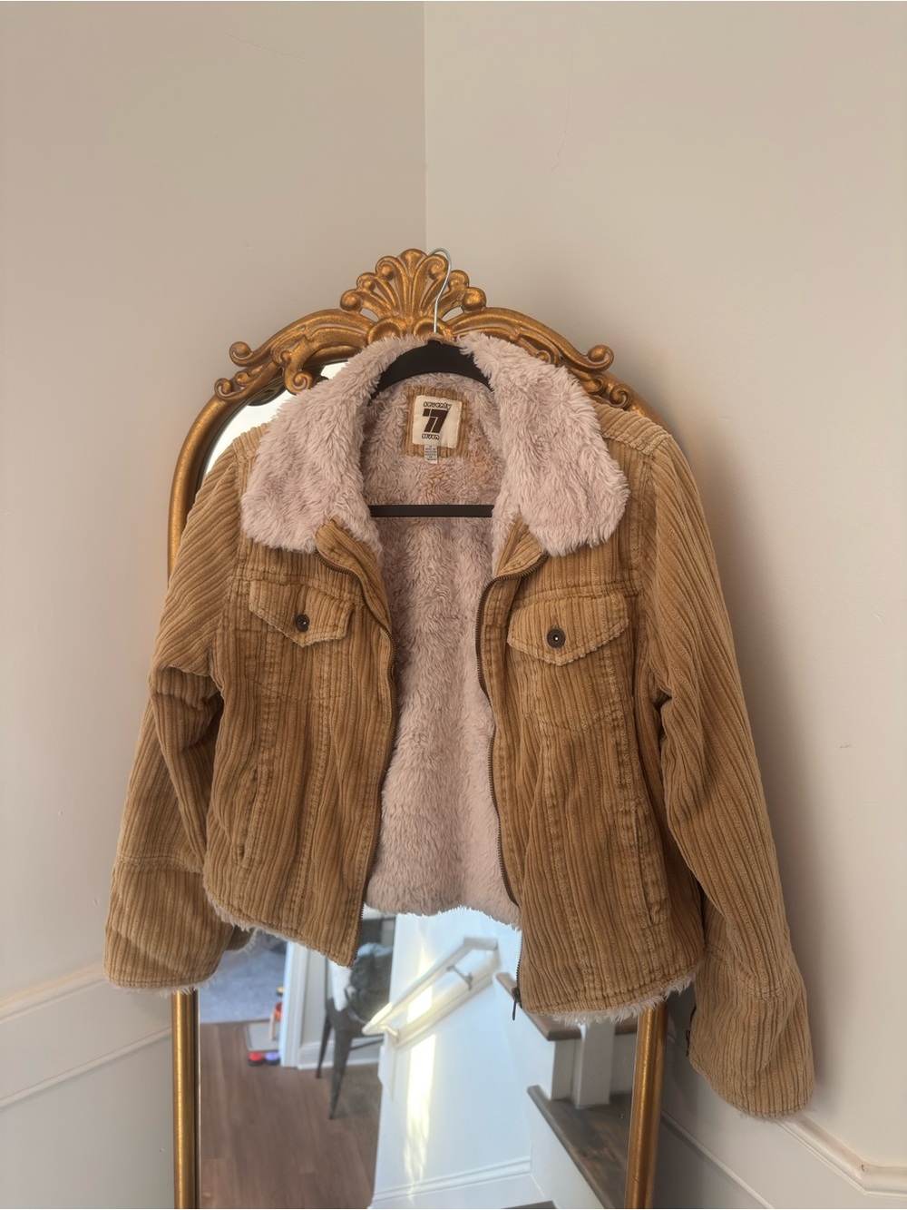 seventy seven vintage corduroy sherpa-lined jacket